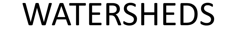 white rectangle with the word Watersheds written on it in black